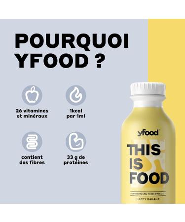 yfood Happy Banana Ready-to-Drink Meal THIS IS FOOD Meal Replacement 34g Protein 26 Vitamins & Minerals (12 x 500ml) Banana Flavour - Buy Online on GoSupps.com