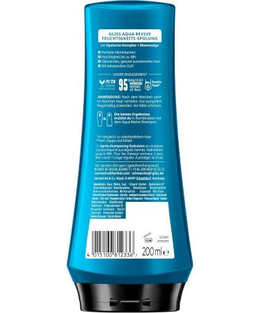 Gliss Aqua Revive Conditioner (200 ml) with hyaluronic complex and sea algae for normal to dry hair provides an extra dose of hydration and healthy shine - Buy Online on GoSupps.com