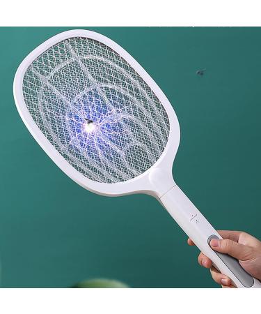 Electric Fly Swatter Racket Powerful Swatter 2 in 1 Electric Fly Killer Rechargeable Killer Lamp Portable Fly Killer Lamp for Indoor and Outdoor (White) - Buy Online on GoSupps.com