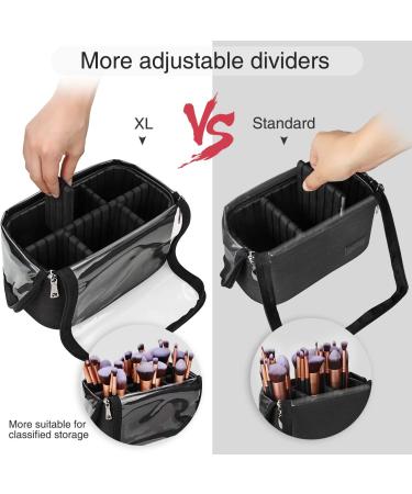 Large Black Makeup Brush Case Organizer with Adjustable Dividers and Shoulder Strap - Buy Online on GoSupps.com