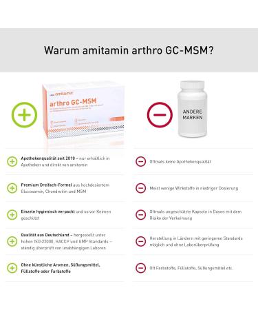 Amitamin Arthro GC MSM Glucosamine & Chondroitin - German Pharmacy Quality 120 Capsules - Natural Joint Support No Fillers or Dyes - International Shipping Available - Buy Online on GoSupps.com