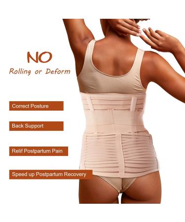 Postpartum Belly Wrap 3 in 1 C-Section Recovery Support Belt - L Beige - Buy Online on GoSupps.com