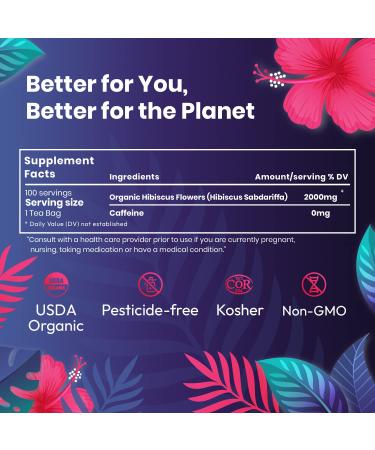 Organic Hibiscus Tea - 100 Tea Bags | Single Origin Herbal Tea | Eco-Friendly & Non-GMO | Caffeine-Free & Sugar-Free | Cederberg Tea Company - Buy Online on GoSupps.com
