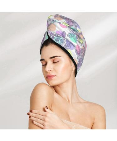 Sea Turtles Microfiber Hair Towel - Soft Super Absorbent Coral Velvet Wrap for Long Curly & Thick Hair | Quick Dry Hair Cap for Women - Buy Online on GoSupps.com