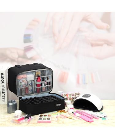 GR69N Nail Polish Organizer- Double Layer Storage Bag for Nail Lamp, 40 Bottles (2ml-15ml), Patented Design, Tons of Space for Supplies- Black - Buy Online on GoSupps.com