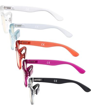 Eyekepper 5 Pack Ladies Blue Light Blocking Readers - Retro Computer Glasses +1.50 Strength - Stylish and Protective - Buy Online on GoSupps.com