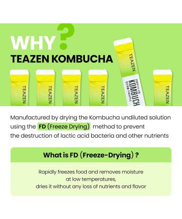 TEAZEN Lemon Flavor 30 Stick Pack Kombucha Powder Drink Mix (Lemon 30 Sticks x 1.76oz) - Buy Online on GoSupps.com