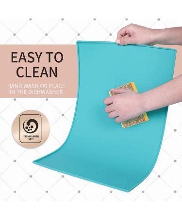 Senmipy Silicone Dog Food Mat - Waterproof, Non-Slip, BPA Free - 23x15 Inch Turquoise Pet Mat for Food and Water Bowls - Buy Online on GoSupps.com