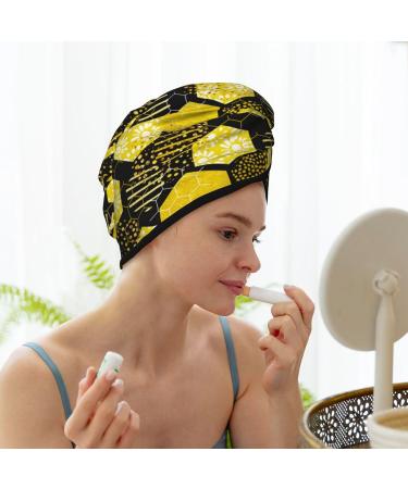 Geometric Bee Microfiber Hair Towel - Super Absorbent Coral Velvet Wrap for Women | Quick Dry for Long Curly & Thick Hair - Buy Online on GoSupps.com