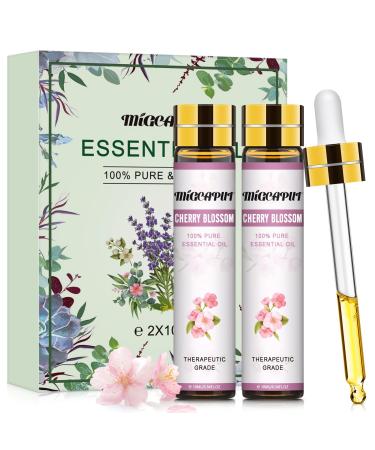 Migcaput cherry blossom oil essential oils (2x10 ml) essential oils for diffuse 100% natural in purely aroma diffuse oils for fragrance lamp humidifier candles essential oils set