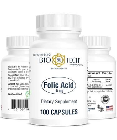 Bio-Tech Pharmacal Folic Acid (5mg, 100 Count)