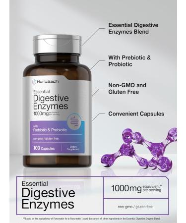 Horb ach Essential Digestive Enzymes | 100 Capsules | Enzyme Blend for Men & Women | Non-GMO & Gluten Free Supplement - Buy Online on GoSupps.com