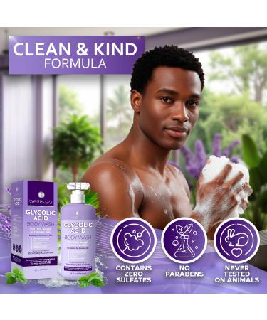 BELLISSO Glycolic Acid Body Wash - Exfoliating AHA Liquid Soap for Rough and Bumpy Skin - Gentle Exfoliant - Bump and Lump Eraser Formula - 16 Fl Oz - Buy Online on GoSupps.com