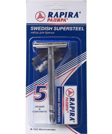 Buy Swedish Rapira Shaving Set - Premium Razor & 5 Blades for a Smooth Shave | International Shipping Available - Buy Online on GoSupps.com