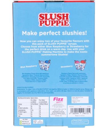 SLUSH PUPPiE ZERO 2-Pack Syrup Set. Blue Raspberry & Strawberry Flavours. Zero Sugar Slush Puppy Syrup Gift 2 x 500ml. Official SLUSH PUPPiE Merchandise from Fizz Creations - Buy Online on GoSupps.com
