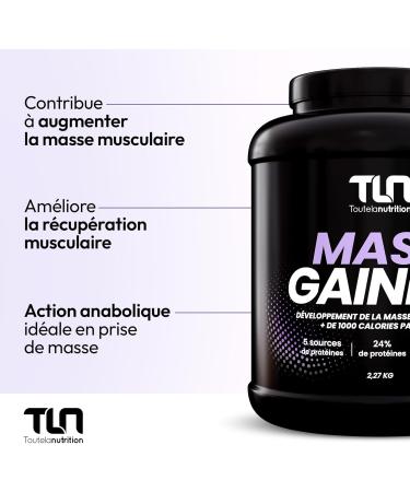 MASS GAINER | Weight Gainer | Strength Training | +1500 kcal per day | 5 Protein Sources + 2 Carbohydrate Sources + MCTs | 22 Servings of Strawberry Flavor Shaker Drink | 2.26 kg | TLN - Buy Online on GoSupps.com