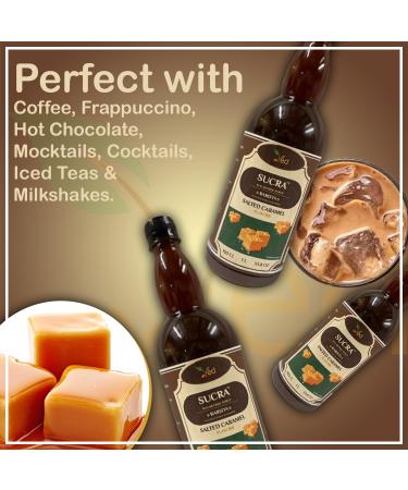 Sukra Premium 1L Syrup for Coffee & Cocktails Sugar Free Salted Caramel Flavor Vegan Gluten Free & Fat Free. - Buy Online on GoSupps.com