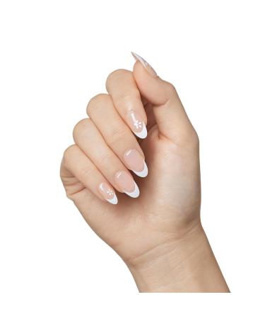 KISS imPRESS No Glue Press-On Nails - Fearless French Almond Shape Light Neutral & White Tip 30 Nails Easy Application - Buy Online on GoSupps.com