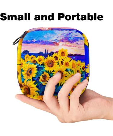 Sunflower Oil Painting Storage Bag | Portable Menstrual Cup Bag for Women & Teens - Buy Online on GoSupps.com