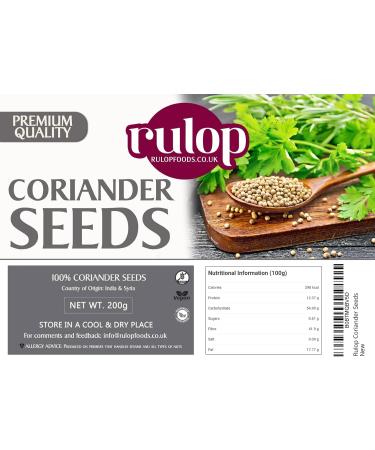 Rulop Coriander Seeds 200g Vegan Coriander Seeds Packed in a Resealable Bag to Mantain Freshness - Buy Online on GoSupps.com