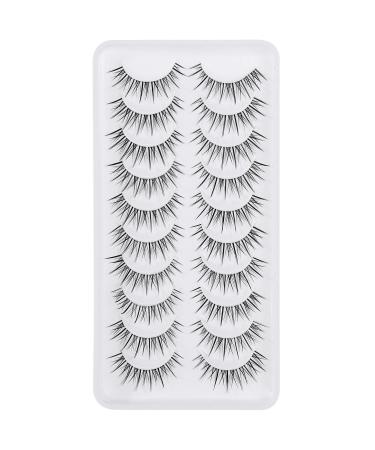 Outopen Manga Lashes 10 Pairs Pack - Japanese Anime & Korean Asian Style | Natural Look, Wispy Spiky, Short Fake Eyelashes with Clear Band - C-Clear Band Y6 | 8-13mm - Buy Online on GoSupps.com