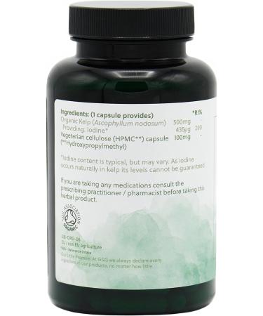 Organic Kelp Supplement- 500mg Capsules, 435mcg Iodine- 120 Vegan Capsules- G&G Vitamins - Buy Online on GoSupps.com