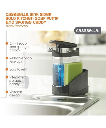 Casabella Sink Sider Solo 2-in-1 Soap Pump and Sponge Caddy - Black/Chrome - Buy Online on GoSupps.com
