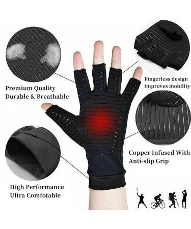 PSOWQ Fingerless Arthritis Gloves - Pain Relief for Carpal Tunnel & Rheumatoid Pain - Unisex - 2 Pairs - Buy Online on GoSupps.com