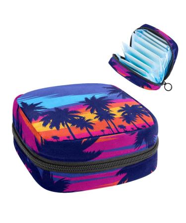 Coconut tree forest Women's bonds Storage Pocket Feminine menstrual cup bag Stillpad holder tampon pockets portable period pocket for women teen girls 1 piece multicolored 15