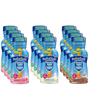 PediaSure Grow & Gain Nutrition Shake for Kids Immune Support Shake Variety Sampler Pack - 12 Pack Of 8 Fl Oz Bottles - By Obanic (12-Pack)