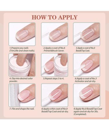SOORIA Dip Powder Liquid Set - 2-in-1 Base & Top Coat, Primer, Activator - Nail Art DIY Salon French Manicure - Fast Dry, No Lamp Needed - Buy Online on GoSupps.com