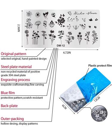 RUNRAYAY Nail Stamping Plates Set 6Pcs Nail Templates with Stamper & Scraper Nail Stamper Nail Art Plates Kits Template Plates Leaves Flowers Animal Holiday Design A + Tools - Buy Online on GoSupps.com