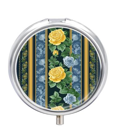 Pill Box Pill Case 3 Compartment Travel Pill Box Vertical Stripe Pattern Printing Small Pill Box Portable Medicine Pill Case Pill Organizer for Purse & Pocket for Travel Handbag (Round)