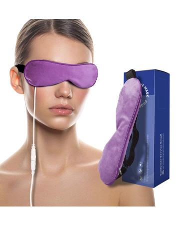 Heated Eye Mask with Detachable Flaxseed fillings, Moist Heat USB Heating Compress for Dry Tired Puffy Eyes, Dark Circle, Blepharitis, Stye, Sinus Pain Pressure Relief (Purple)