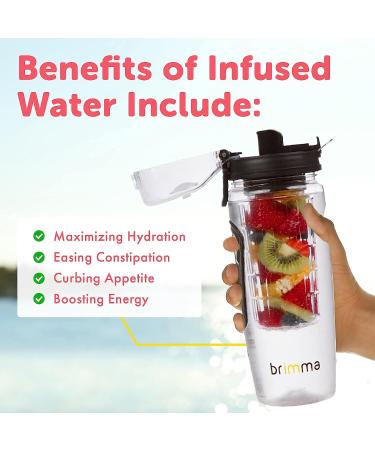 Brimma 32 oz Fruit Infuser Water Bottle - Large Leakproof Plastic Bottle for Gym, Bike, Camping & Travel - Buy Online on GoSupps.com