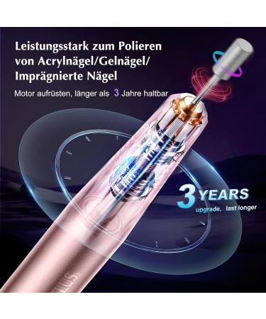 Coslus Electrical Nail Cutter for Gel Nails - 20 000 RPM Adjustable Speed & Direction - Professional Manicure & Pedicure Set in Rosagold - Buy Online on GoSupps.com