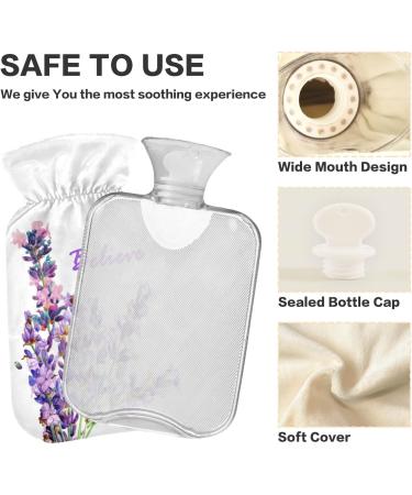 Buy Naanle Hot Water Bottle with Cover - Lavender Flower Design | 1L Heat Bottle for Back Pain Relief & Cold Therapy | International Shipping Available - Buy Online on GoSupps.com