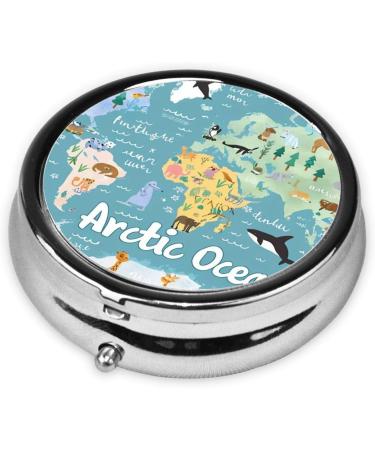 Art Sea and Land Portable Metal Pill Box - Round Mini 3-Compartment Design for Travel Ideal for Small Pills Black - Buy Online on GoSupps.com