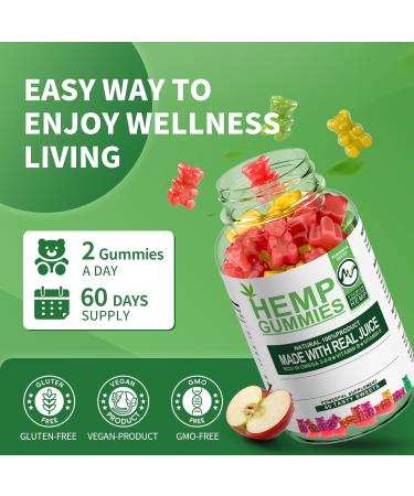 2 Pack Hemp Gummies 1,200,000mg High Strength - Stress Relief Fruity Gummy Bear with Hemp Oil - Natural Hemp Candy for Sleep & Calm Mood - 60 Count (Pack of 2) - Buy Online on GoSupps.com