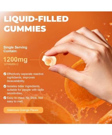 Liposomal Vitamin C Gummies for Adults 1200mg Chewable Vitamin C Supplement with Elderberry Zinc Iron & Folate etc - for Immune Support Energy & Cell Health Sugar Free Orange Flavor 60 Gummies - Buy Online on GoSupps.com