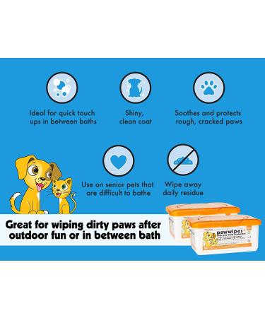 Petkin Paw Wipes Plus 100 Orange Scented Wipes | Enriched with Paw Balm | Absorbent Pet Wipes for Dogs, Cats, Puppies & Kittens | Remove Dirt & Odors | 200 Wipes - Buy Online on GoSupps.com