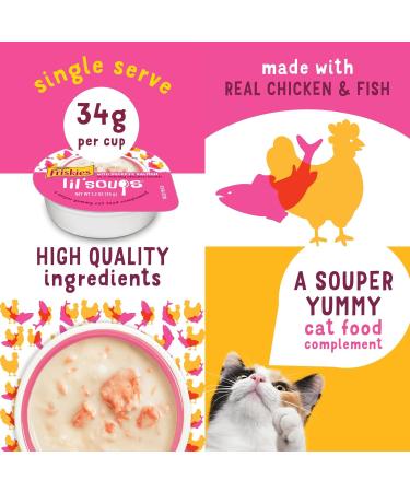 Friskies Party Mix Natural Seaside Crunch Cat Treats & Lil' Soups Wet Cat Food Complements Sockeye Salmon & Chicken Broth (4-Pack Variety) - Buy Online on GoSupps.com