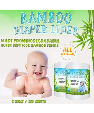 Disposable Cloth Bamboo Diaper Liner  Eco-Friendly  Fragrance Free & Chlorine Free  Flushable Biodegradable Reusable Liners for Cloth Diaper 100 Sheets per roll - Buy Online on GoSupps.com