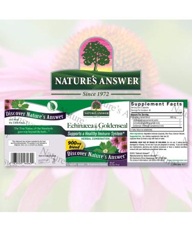 Nature's Answer Echinacea & Goldenseal Dietary Supplement - Immune Support - Non-GMO, Kosher Certified - 90 Vegetarian/Vegan Capsules - Buy Online on GoSupps.com