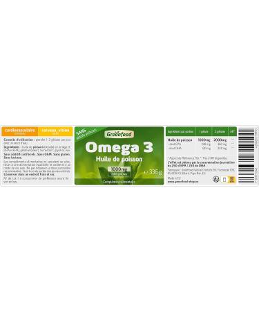 Greenfood Omega 3 fish oil 1000 mg extra high dose 90 capsules - contributes to normal brain function. No artificial additives. No genetic engineering. - Buy Online on GoSupps.com
