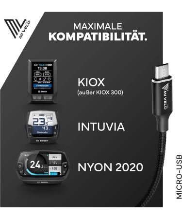 Mivelo E-Bike Charging Cable for Bosch Intuvia & Nyon 35 cm OTG USB-C Micro USB Apple Lightning Compatible Essential E-Bike Accessories - Buy Online on GoSupps.com