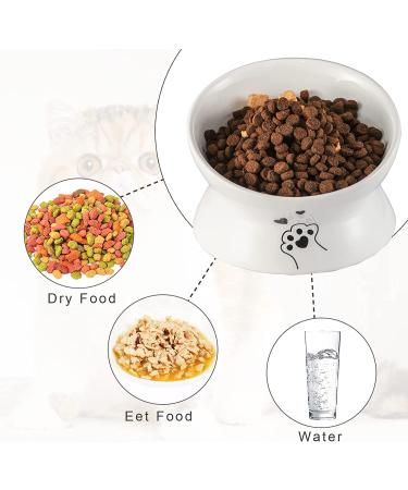 Elevated Tilted Ceramic Cat Bowl for Food & Water - Anti-Vomiting, Reduce Neck Strain - White - Buy Online on GoSupps.com
