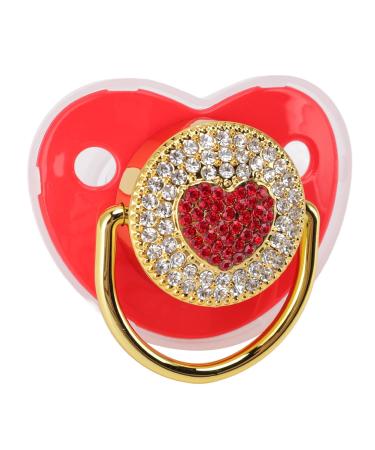 Baby Pacifier Silicone Baby Pacifier Nipple with Rhinestones Flexible for Home for (Red)
