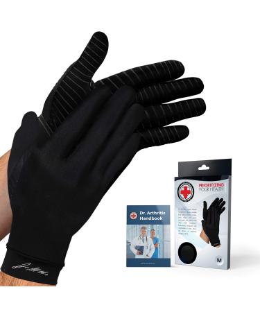 Doctor Developed Full Length Arthritis Gloves/Copper Gloves/Compression Gloves PAIR and Doctor Written Handbook - Relief from Joint Symptoms Raynauds Disease Carpal Tunnel & Hand Conditions (L) Full Finger (Black) L
