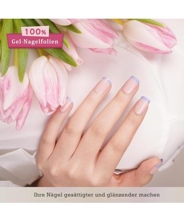 Danni & Toni Half Hardened Gel Nail Films - Azure Grace Blue Pink French Shine | Self-Adhesive Nail Foil Stickers (28 Pack) - Buy Online on GoSupps.com